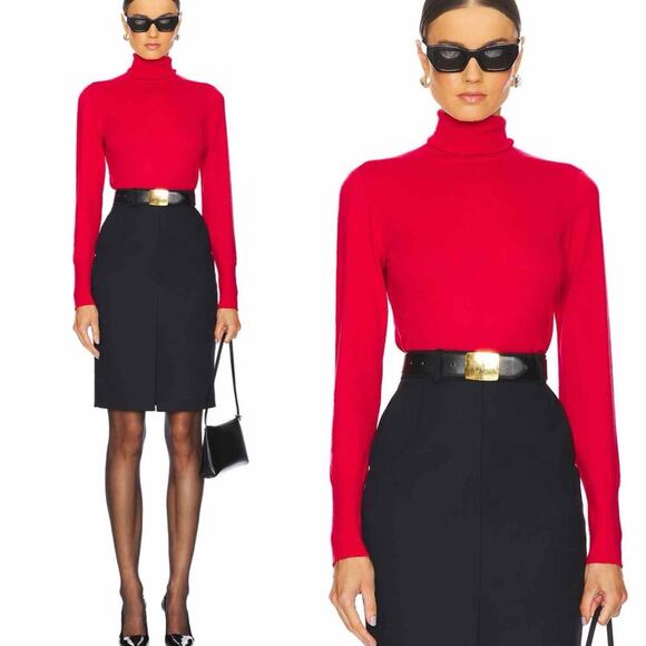 L’AGENCE Flora Turtleneck Top in Lava Red & Gold Size XS - Picture 9 of 9